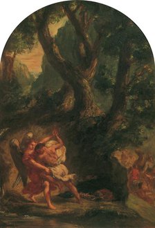 Jacob Wrestling with the Angel, 1850-1855. Creator: Delacroix, Eugène (1798-1863).