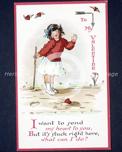 Valentine card with a golfing theme, c1920s. Artist: Unknown