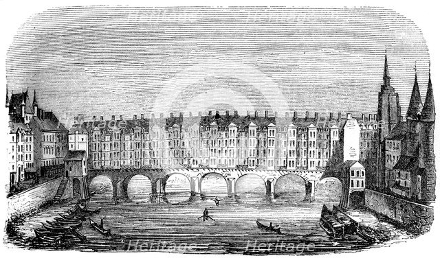 The ancient Pont aux Changers, Paris, France, c16th century (1849). Artist: Unknown