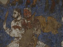 Afrasiab murals: West wall: Ambassadors (Detail) , 7th century. Creator: Sogdian Art.