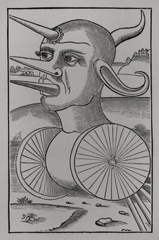 Wheeled war machine for breaking enemy ranks or crushing soldiers, 1532, (1877).  Creator: Unknown.