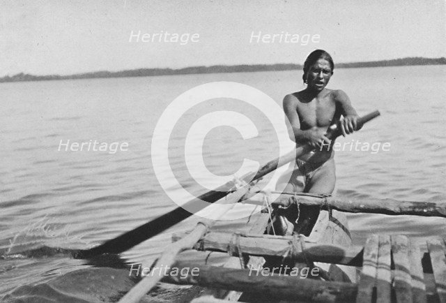 'Fisherman on his Canoe', c1890, (1910). Artist: Alfred William Amandus Plate.