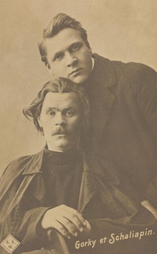 Maxim Gorky and Fyodor Chaliapin, c1900. Creator: Unknown.
