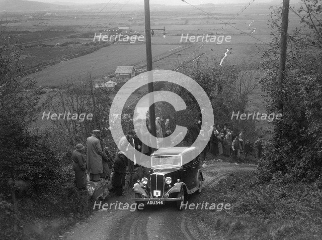 1934 Standard Ten taking part in a Standard Car Owners Club trial. Artist: Bill Brunell.