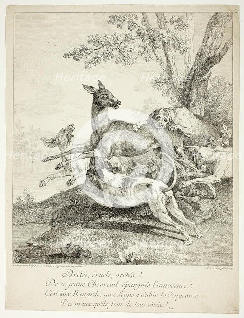 Deer Attacked by Dogs, 1725. Creator: Jean-Baptiste Oudry.