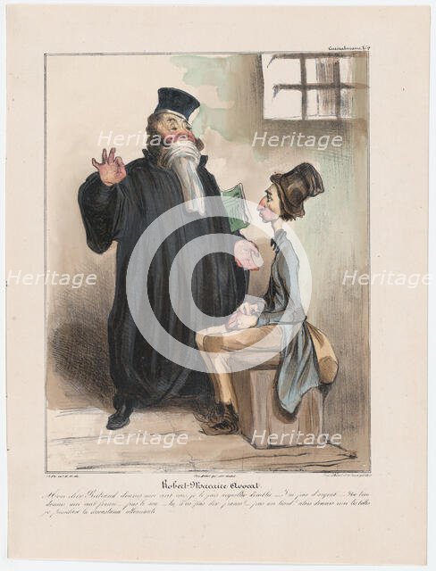 Plate 9: Robert Macaire Avocat, 1838.  Creator: Honore Daumier.