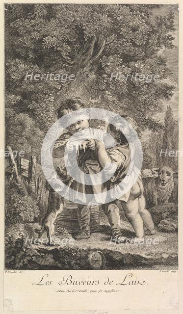 Drinking Milk, 18th century. Creator: Jean Daullé.