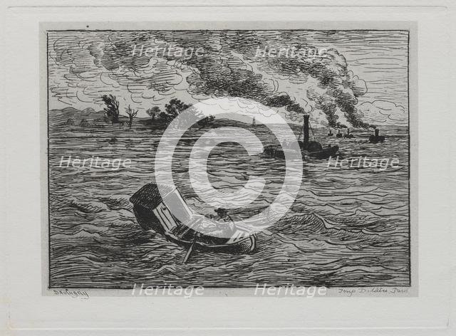 The Boat Trip: The Steamboats or Watch Out for the Steamers, 1861. Creator: Charles François Daubigny (French, 1817-1878).