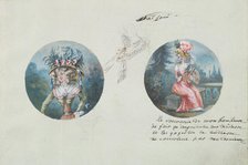 Two Costume Designs or Portrait Types and a Third Costume Sketch, ca. 1785-90. Creator: Anon.