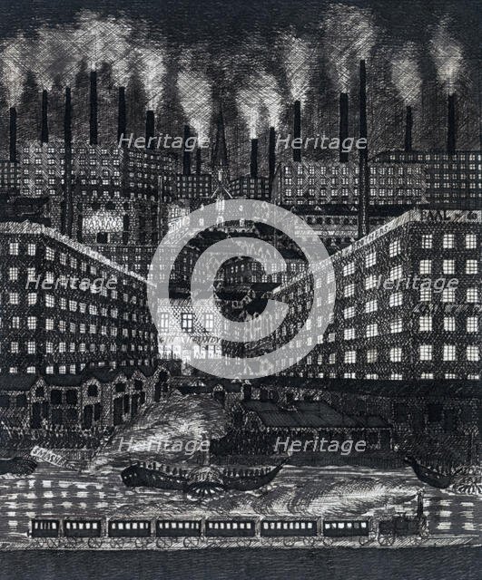 Industrial landscape drawn by Chartist leader Ernest Jones, c1848-c1850. Creator: Ernest Jones.