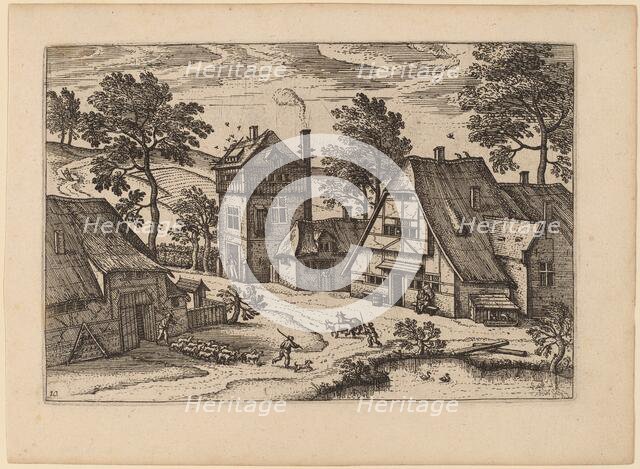 Village with Pond, published in or before 1676. Creator: Unknown.