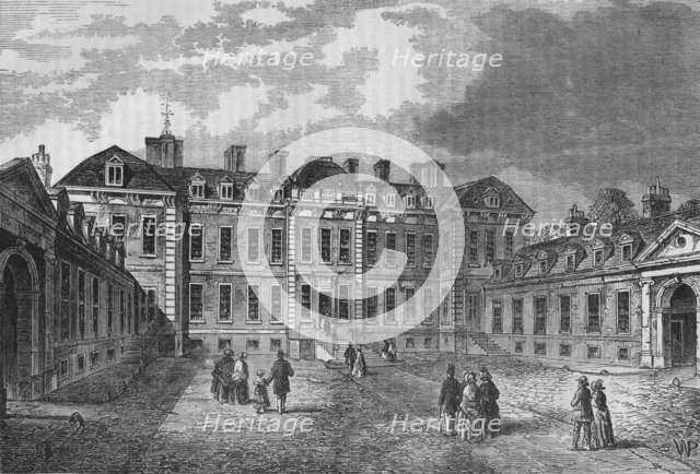 Courtyard of Montagu House, Great Russell Street, Bloomsbury, London, 1830 (1878). Artist: Unknown.