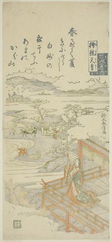 Empress Jito (Jito Tenno), from the series "One Hundred Poems by One Hundred Poets...c. 1763/64. Creator: Suzuki Harunobu.