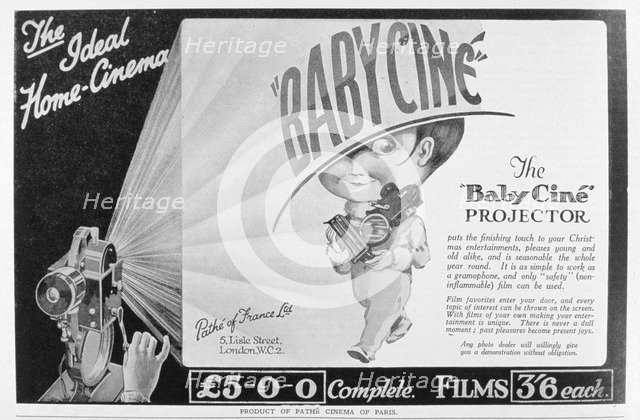 Advert for the Pathe 'Babycine' film projector, 1926. Artist: Unknown