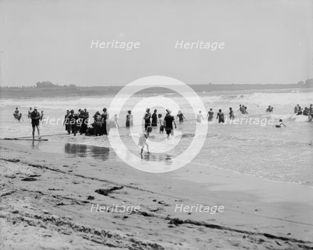 Surf bathing at Easton's Beach, Newport, R.I., between 1900 and 1905. Creator: Unknown.