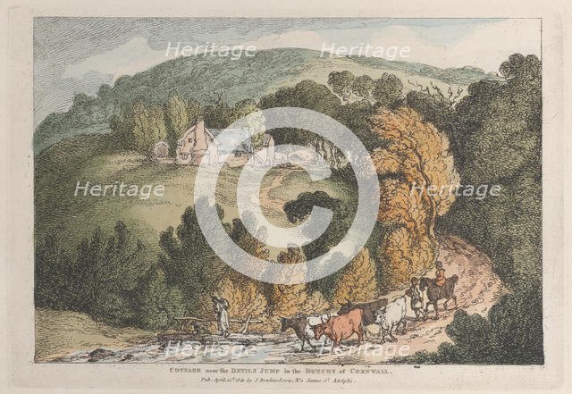 Cottage near the Devils Jump in the Dutchy of Cornwall, from "Views in Cornwall", April 12, 1812. Creator: Thomas Rowlandson.