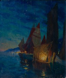 Sails at Night. Artist: Gaush, Alexander Fyodorovich (1873-1947)