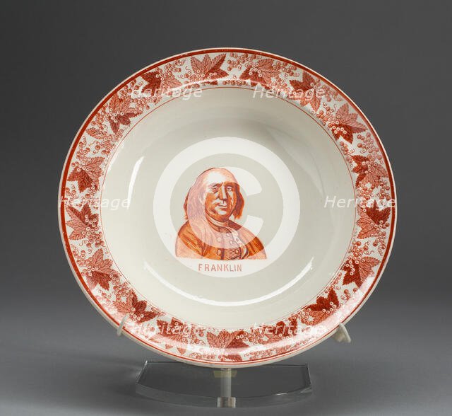 Plate with portrait of Benjamin Franklin, 1800/1900. Creator: Spode Ceramic Works.