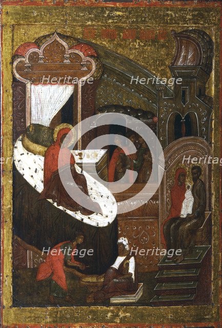 The Nativity of the Virgin, second half of the16th century. Creator: Russian icon.
