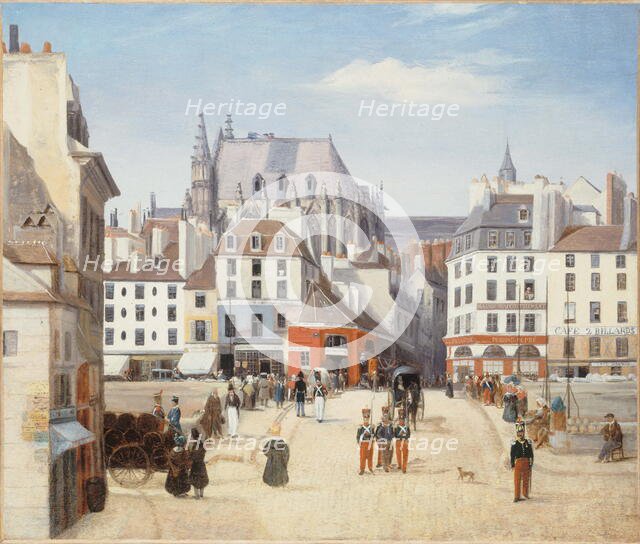 Pont Saint-Michel and the city, around 1830. Creator: Unknown.