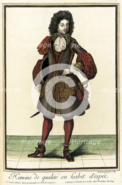 Recueil des modes de la cour de France, 'Homme de Qualité en Habit d'Éspée', 1687. Creator: Nicolas Arnoult.