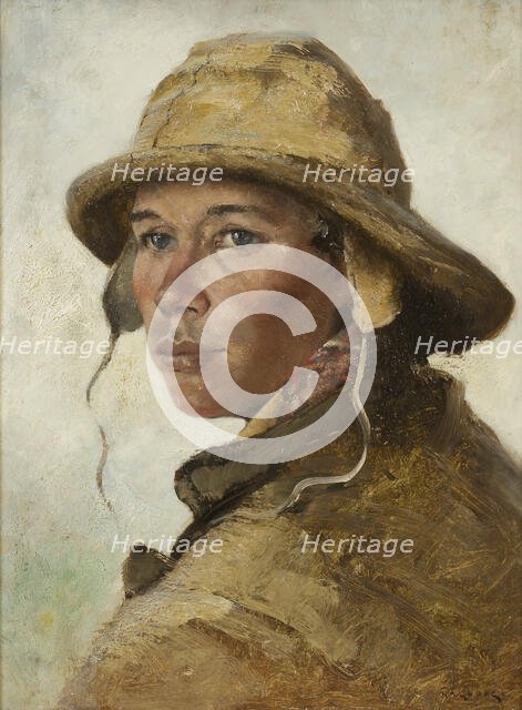 Head of a Young Fisherman. Study, c1880-1920. Creator: August Hagborg.