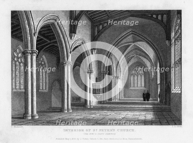 Interior of St Peter's Church, Oxford, 1833.Artist: John Le Keux
