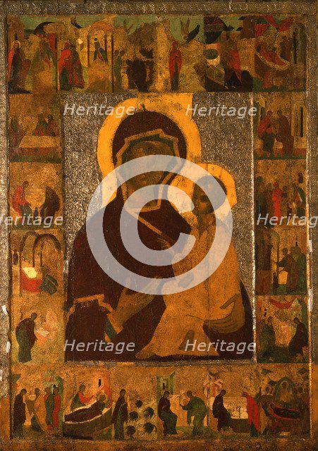The Virgin of Tikhvin with Border Scenes, c1500.