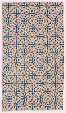 Sheet with an overall pattern of dots and squares, 19th century Creator: Anon.