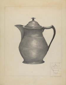 Pewter Covered Water Pitcher, c. 1936. Creator: Joseph Stonefield.