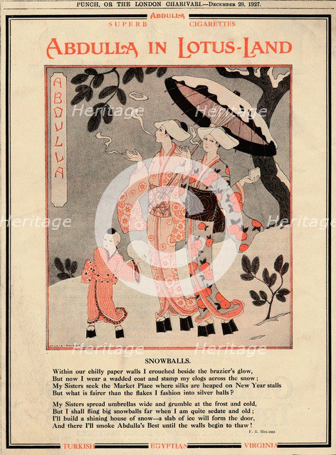 'Abdullas in Lotus-Land - Snowballs', 1927. Artist: Unknown.