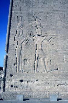 Relief of Cleopatra and Caesarion, Temple of Hathor, Dendera, Egypt, c125 BC-c60 AD. Artist: Unknown