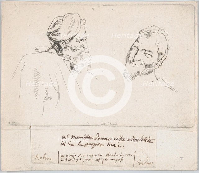 Two studies of heads, 1735. Creator: Caylus, Anne-Claude-Philippe de.