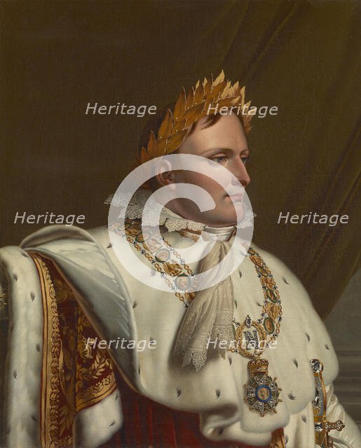 Portrait of Emperor Napoléon I Bonaparte (1769-1821) in his Coronation Robes, Early 19th cen.. Creator: Girodet de Roucy Trioson, Anne Louis (1767-1824).