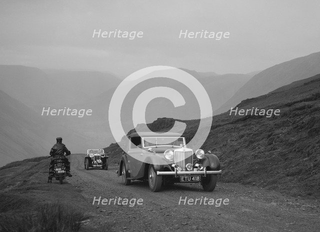 MG SA and MG PB competing in the MG Car Club Abingdon Trial/Rally, 1939. Artist: Bill Brunell.