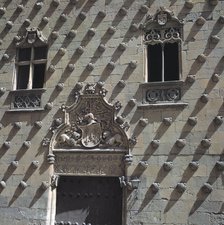 Detail of the façade door of the Casa de las Conchas (Shell's House) in Salamanca.