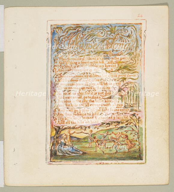 Songs of Innocence and of Experience: Nurse's Song, ca. 1825. Creator: William Blake.