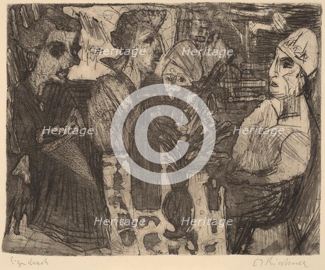 Women at a Table in a Room, 1920. Creator: Ernst Kirchner.