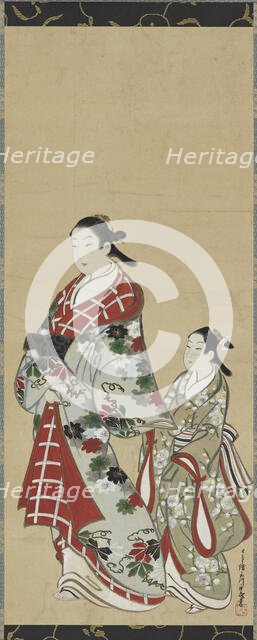 Yujo and her understudy (kamuro), Edo period, 1615-1868. Creator: Miyagawa Choki.