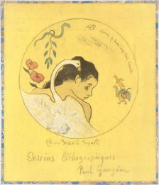 ("Leda") Design for a Plate: Shame on Those Who Evil Think (Honi Soit Qui Mal y Pense)..., 1889. Creator: Paul Gauguin.