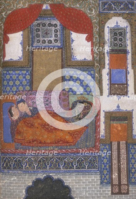 Khusrau and Shirin in bed, c1410-c1411. Creator: Unknown.