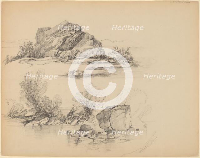 Rocks Along a Lakeshore [recto]. Creator: John William Casilear.