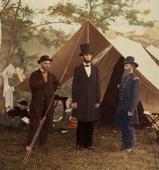[President Abraham Lincoln, Major General John A. McClernand (right), and E. J...., October 3, 1862. Creator: Alexander Gardner.