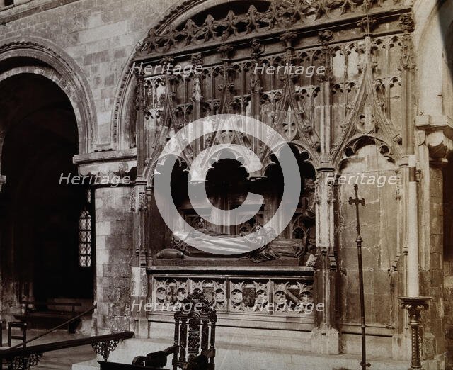 The church of St  Bartholomew the Great: interior view showing Rahere's monument, c1900s. Creator: Rev CF Fison.