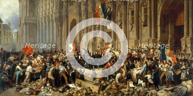 Lamartine refusant le drapeau rouge devant l'Hôtel de Ville, c.1848. Creator: Felix Henri Emmanuel Philippoteaux.