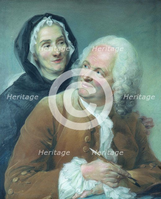 Portrait of Philippe Cayeux (1688-1768) with his wife.