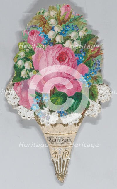 Valentine - Mechanical - elaborate nosegay, fan souvenir, ca. 1875., ca. 1875. Creator: Anon.