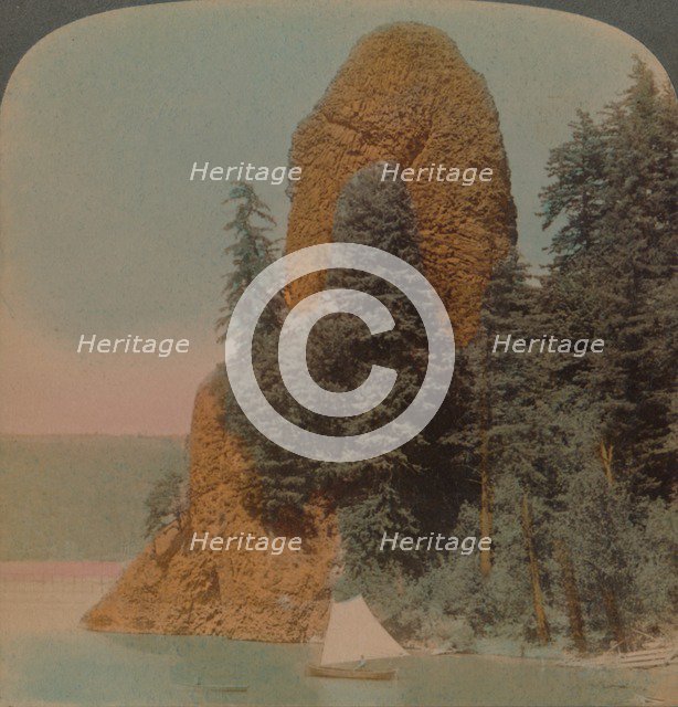 Rooster Rock, curious rock formation along the Columbia River, Oregon', 1902. Artists: Elmer Underwood, Bert Elias Underwood.