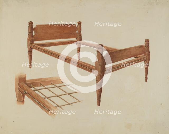 Wooden Bed, c. 1937. Creator: Al Curry.