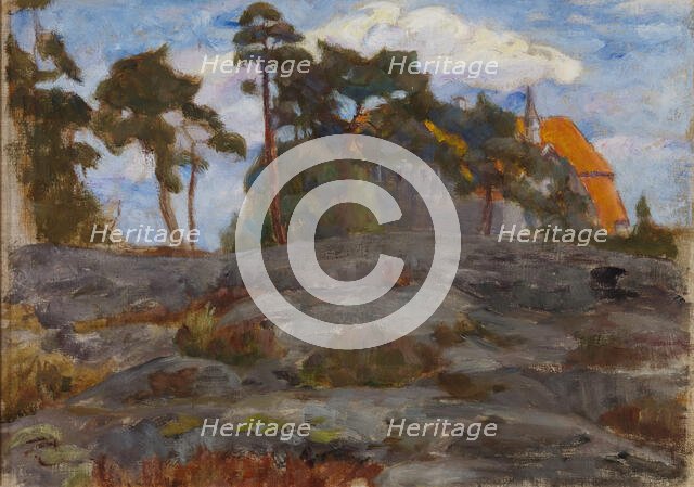 A villa in the middle of pine trees, 1910-1919. Creator: Maria Wiik.